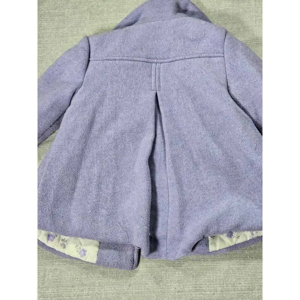 Little Me Toddler 2T Pair Coats Red Quilted Sherpa Hood Lilac Purple Peacoat Bow